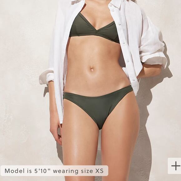 J.CREW Curved Waist Cheeky Bikini Bottom Cool Cyprus Green Stretch Size XS NEW - Picture 3 of 10